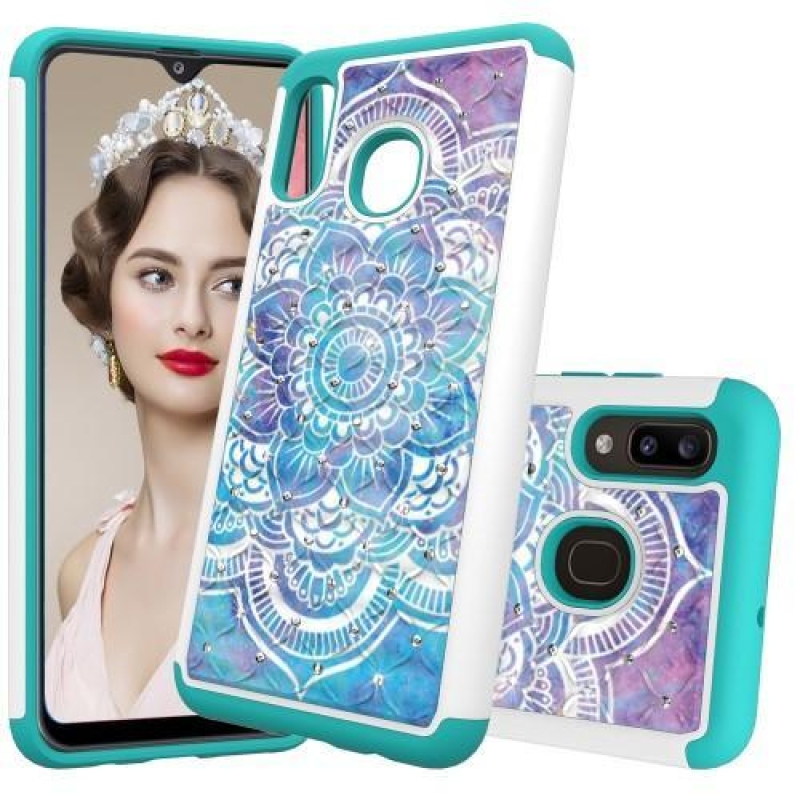 Mintás tartós tok mobil Samsung Galaxy A20 / Galaxy A30 mobiltelefonhoz - színes virágok