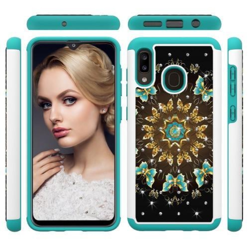 Mintás tartós borító Samsung Galaxy A20 / Galaxy A30 mobiltelefonhoz - virágok és pillangók