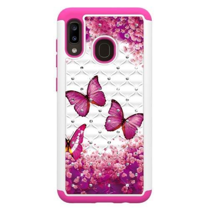 Mintás tartós borító a mobil Samsung Galaxy A20 / Galaxy A30 készülékhez - rózsaszín pillangók