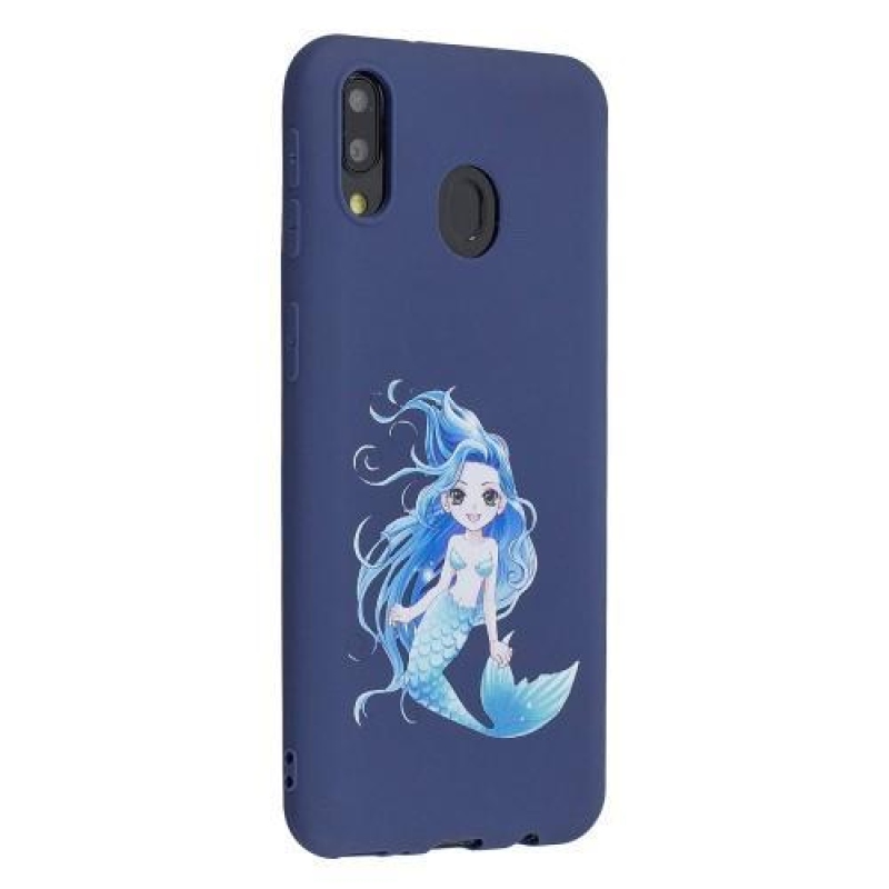 Mintás matt zselés tok Samsung Galaxy M20 készülékhez - kék / sellő