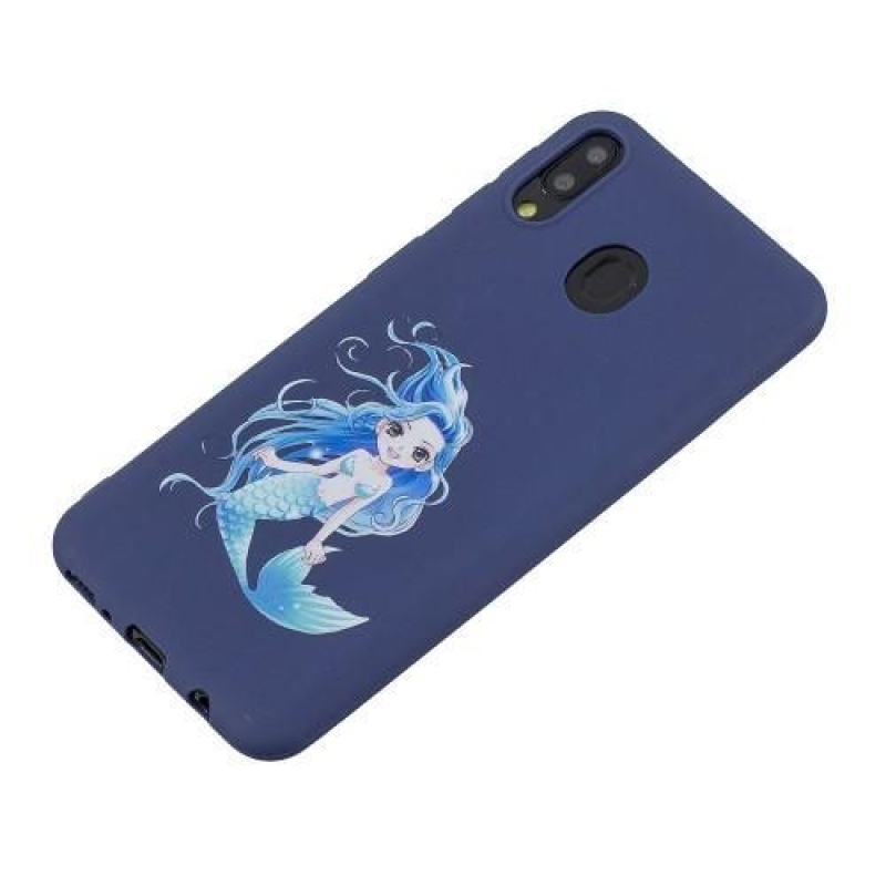 Mintás matt zselés tok Samsung Galaxy M20 készülékhez - kék / sellő