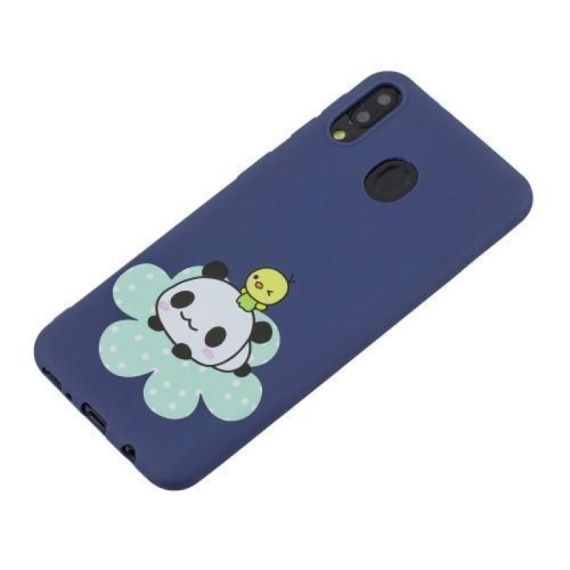 Mintás matt zselés tok Samsung Galaxy M20-hoz - kék / panda