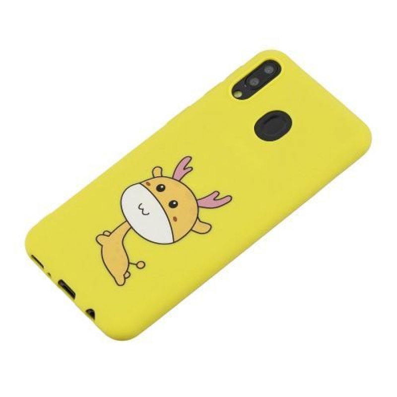 Mintás matt zselés tok Samsung Galaxy M20-hoz - sárga / szarvas