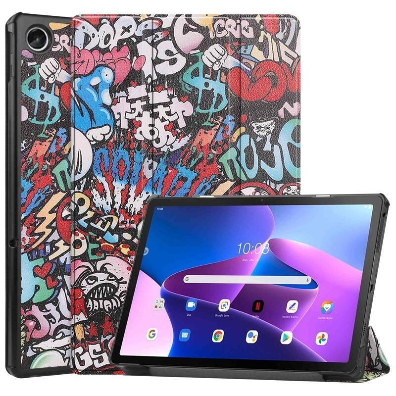 Patty intelligens pozicionáló tok Lenovo Tab M10 Plus (3rd Gen) táblagéphez - graffiti