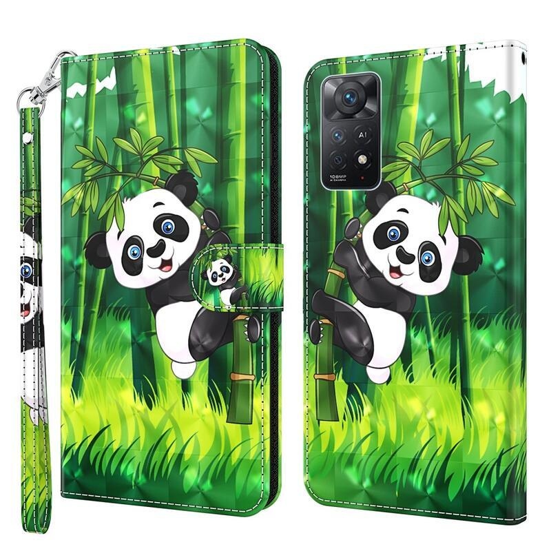 Nyomtatott pénztárca tok Xiaomi Redmi Note 11 4G/Note 11S 4G - panda a bambuszon