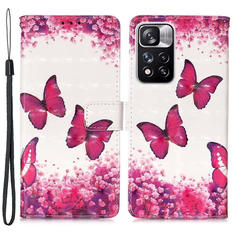 Patty pénztárca tok Xiaomi Redmi Note 11 Pro+ 5G - rózsaszín pillangókhoz