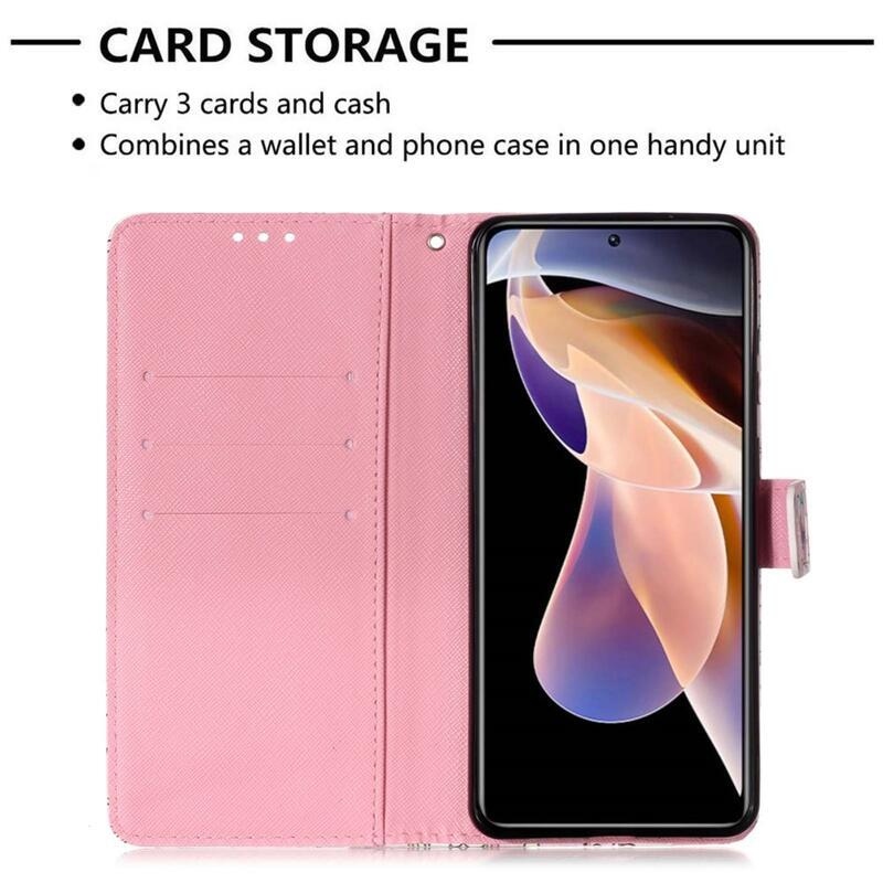 Patty pénztárca tok Xiaomi Redmi Note 11 Pro+ 5G - rózsaszín pillangókhoz