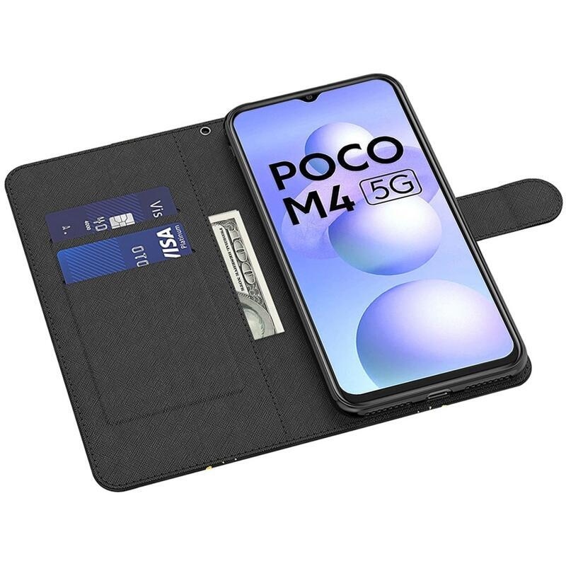 Nyomtatás pénztárca tok Xiaomi Poco M4 5G - macska és tigris tükörkép