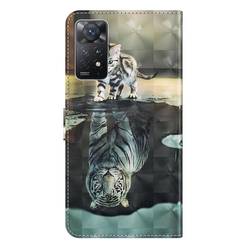 Nyomtatás pénztárca tok Xiaomi Redmi Note 11 Pro 4G/5G - macska és tigris tükörkép