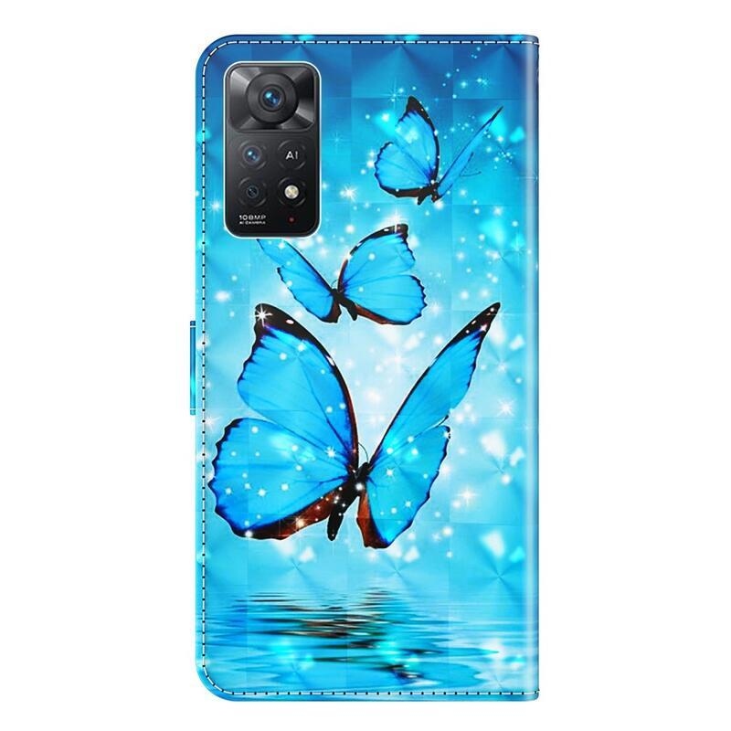 Nyomtatott pénztárca tok Xiaomi Redmi Note 11 Pro 4G/5G - kék pillangókhoz