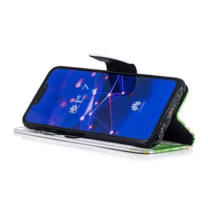 Patty PU bőr flip tok állvánnyal a Huawei Mate 20 Lite-hoz - panda bambuszon