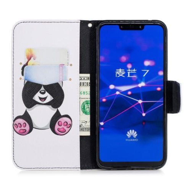 Patty PU bőr flip tok állvánnyal a Huawei Mate 20 Lite-hoz - aranyos panda
