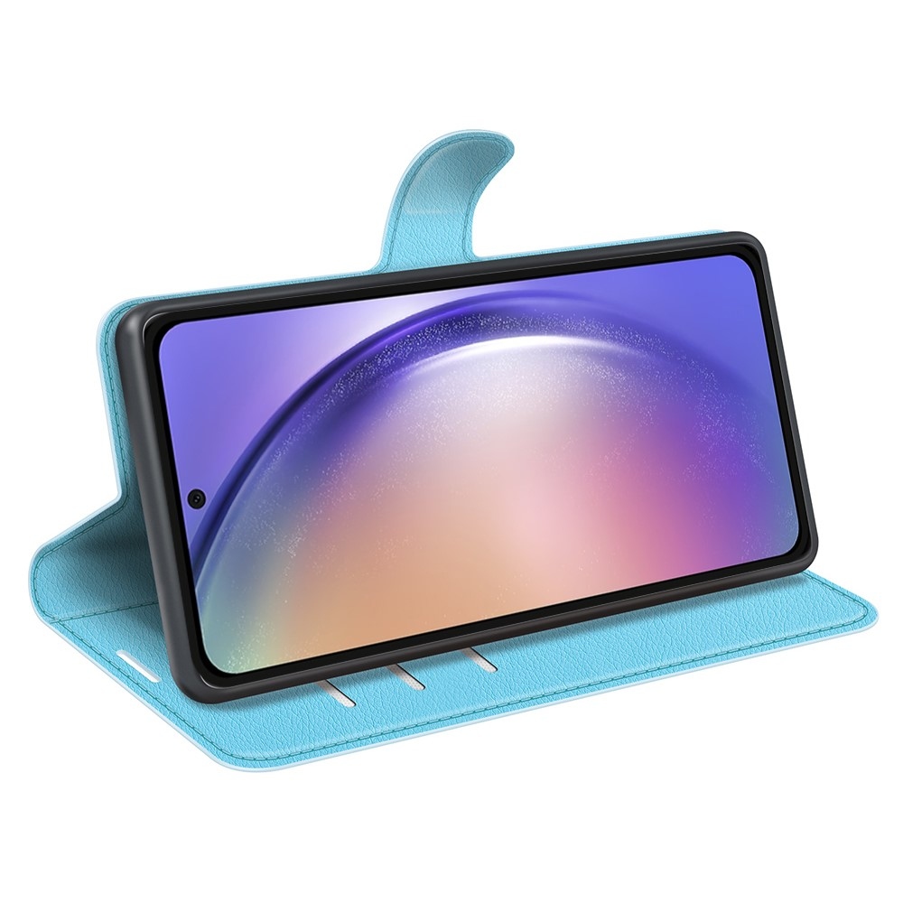 Litchi könyv tok Samsung Galaxy A55 5G - kék