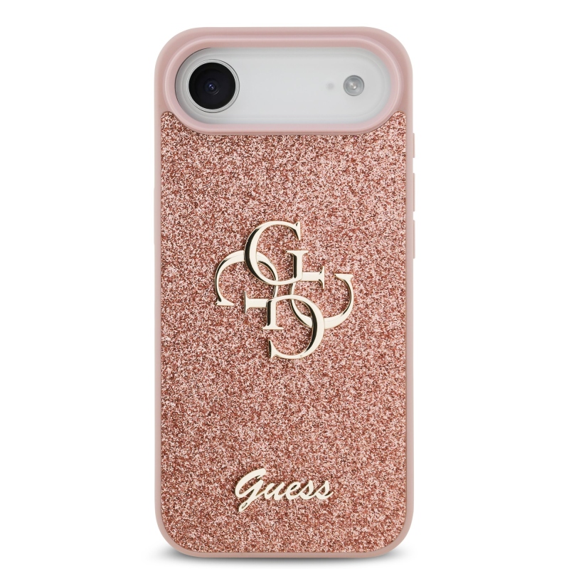 Guess PU Fixed Glitter 4G fém logó hátlap iPhone Air rózsaszínű iPhone Airhez