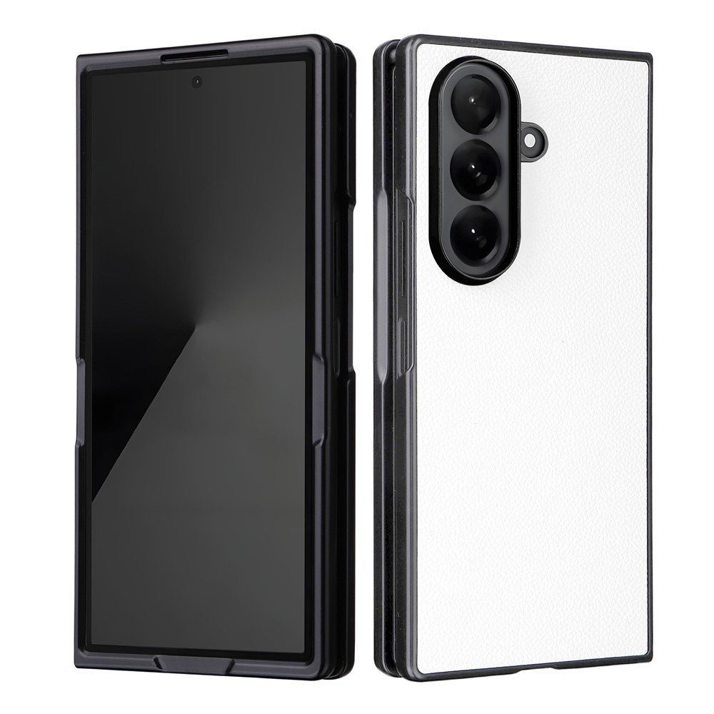 Műbőrrel borított műanyag tok Samsung Galaxy Z Fold7 5G - fehér