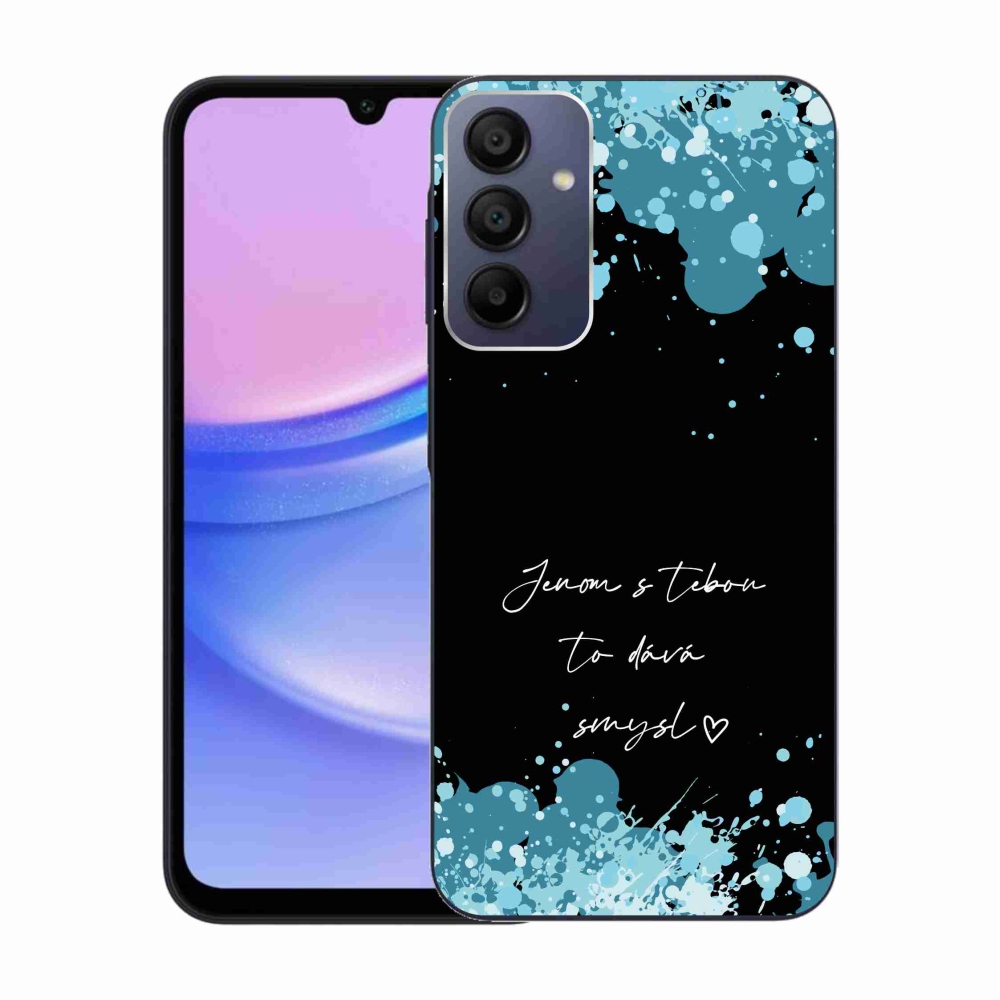 Gél borítás mmCase Samsung Galaxy A15 4G/5G - szöveg szerelemben fekete háttérrel