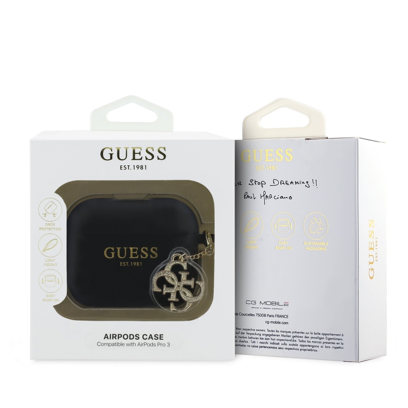 Guess 4G Charm Szilikon tok AirPods Pro 3 fekete színhez