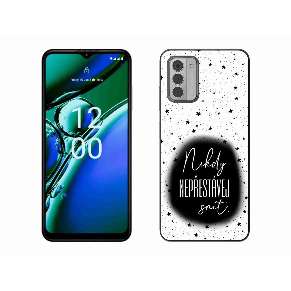 Zselés borítás mmCase a Nokia G42 készülékhez - idézet 1 fekete-fehér háttérrel