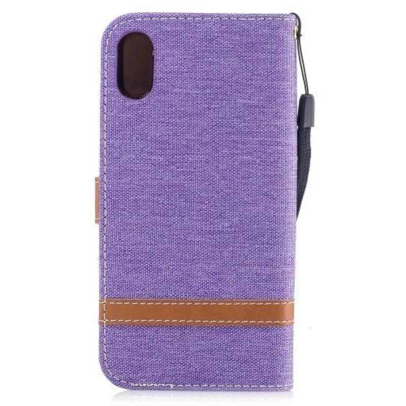 Textil/PU bőr tok iPhone X készülékhez - lila