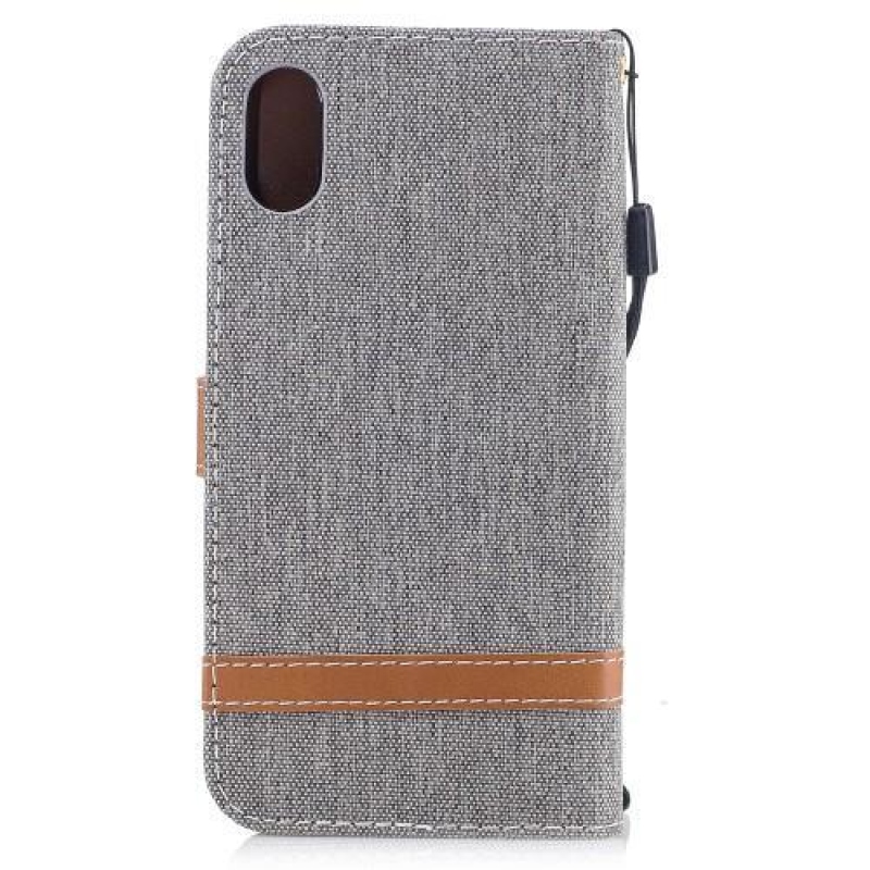 Textil/PU bőr tok iPhone X készülékhez - szürke