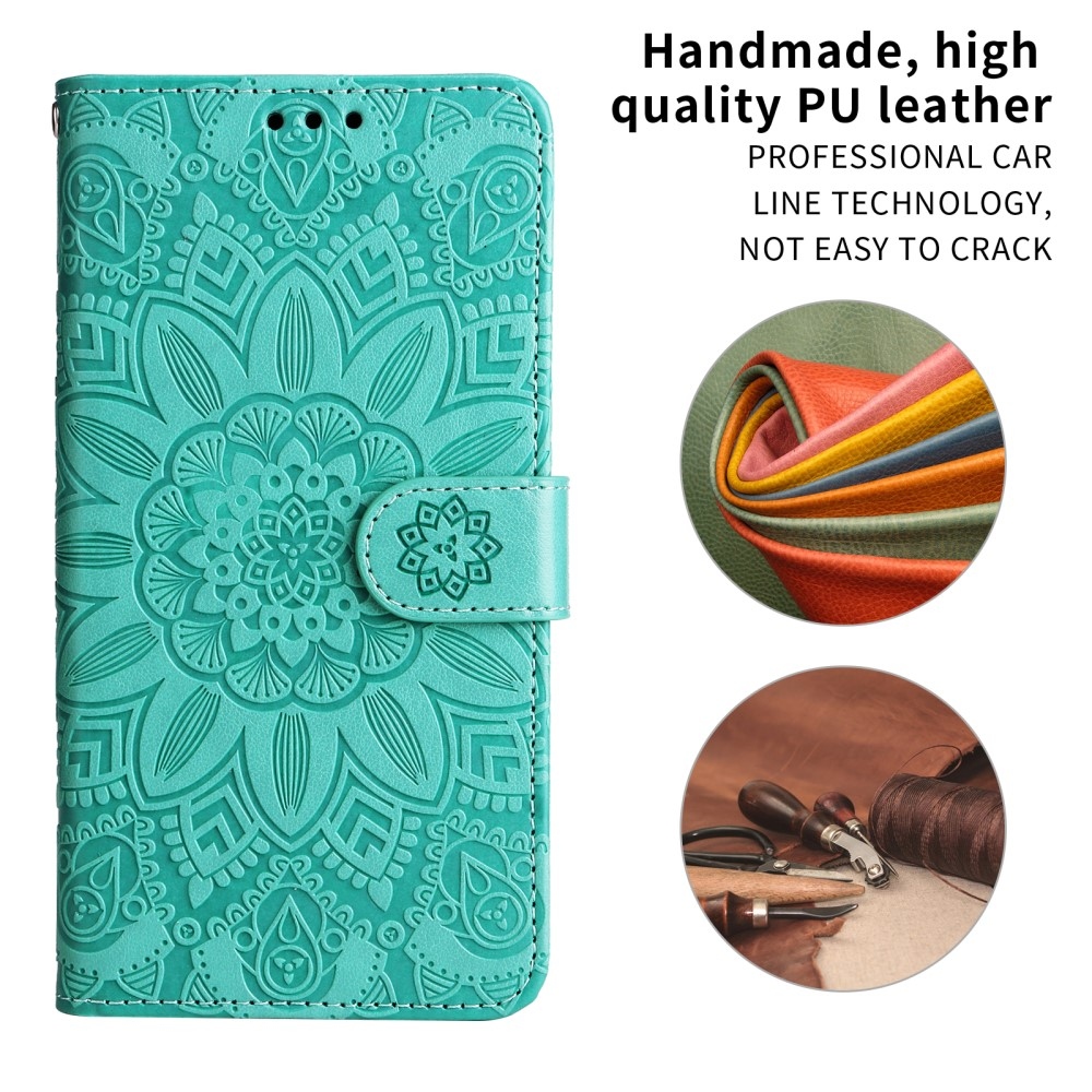 Napraforgó könyvtáska a Realme 14 5G készülékhez - teal színű