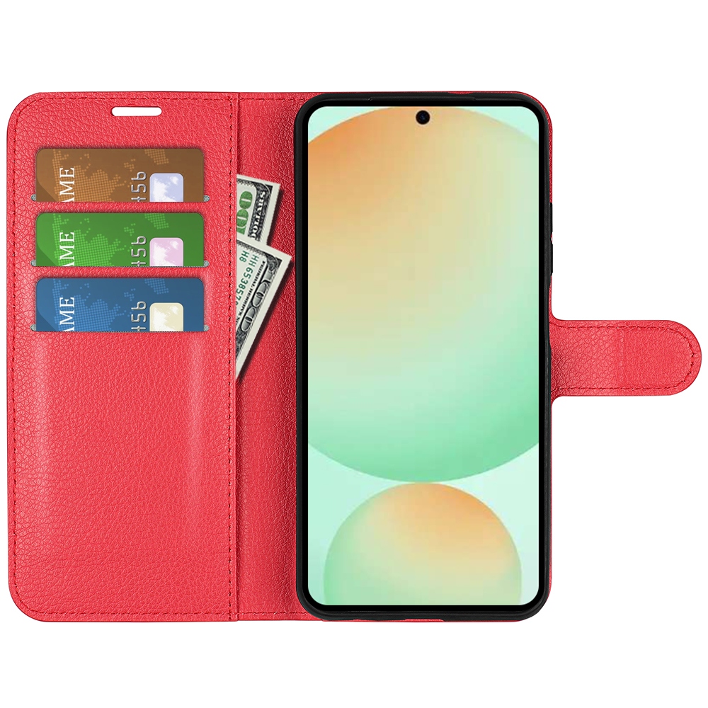 Litchi könyv tok Samsung Galaxy S25 FE készülékhez - piros