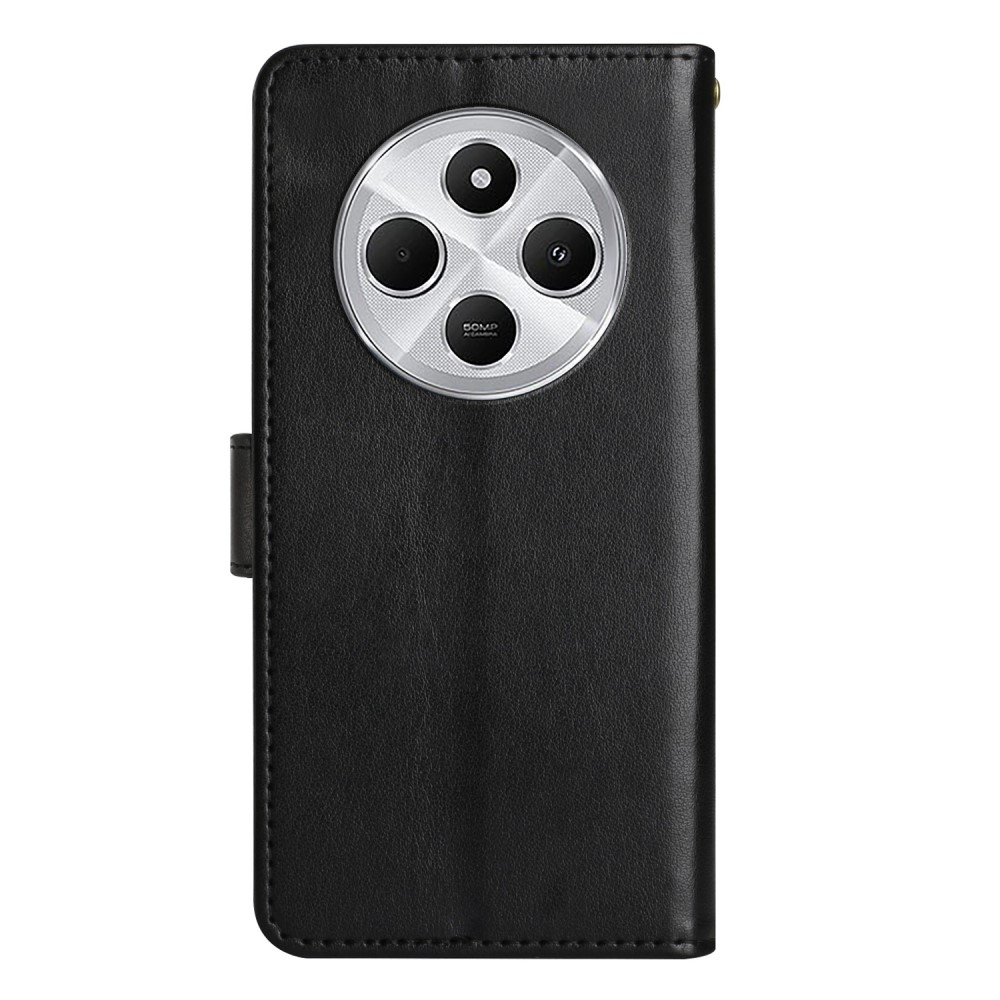 Virágok könyv tok Xiaomi Redmi 14C/Poco C75-hez - fekete