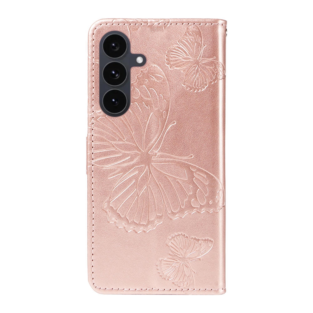 Nagy pillangó könyv tok Samsung Galaxy S25 FE készülékhez - rózsaarany