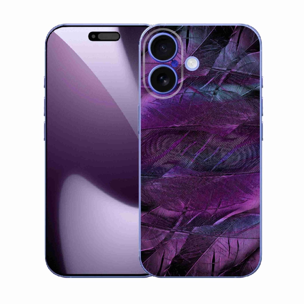 Gél védőhuzat mmCase iPhone 17 készülékhez - lila tollak