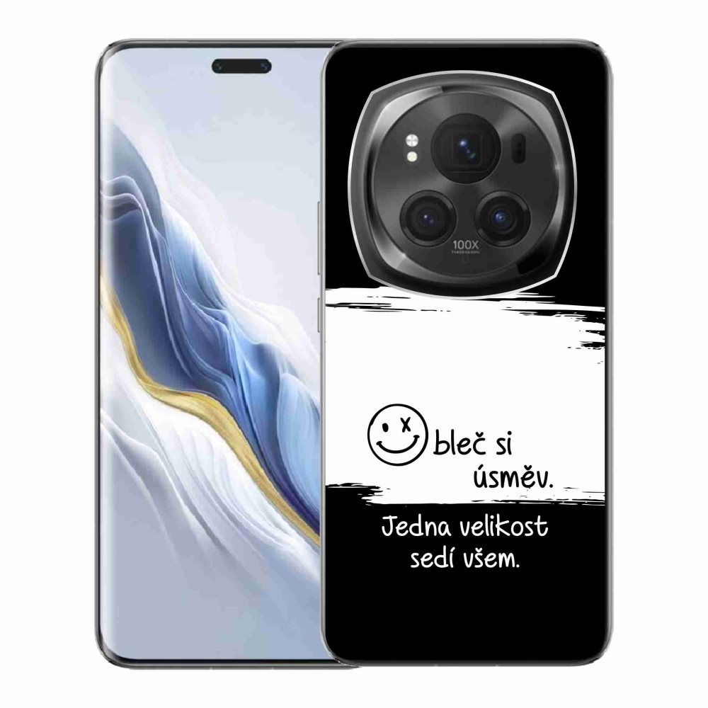 Gél borító mmCase a Honor Magic 6 Pro 5G készülékhez - vicces szöveg 8 fekete-fehér háttérrel