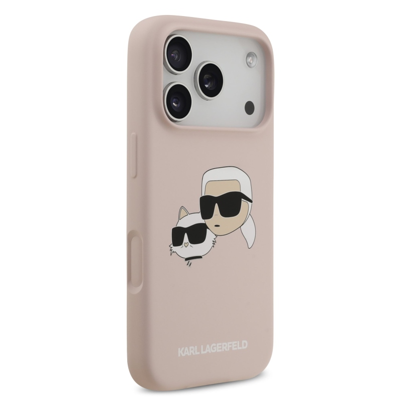 Karl Lagerfeld folyékony szilikon duplafejű MagSafe hátlap iPhone 17 Pro rózsaszínű iPhone 17 Pro számára