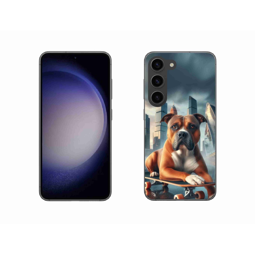 Gél borítás mmCase Samsung Galaxy S23 5G - kutya gördeszkán - Samsung Galaxy S23 5G számára