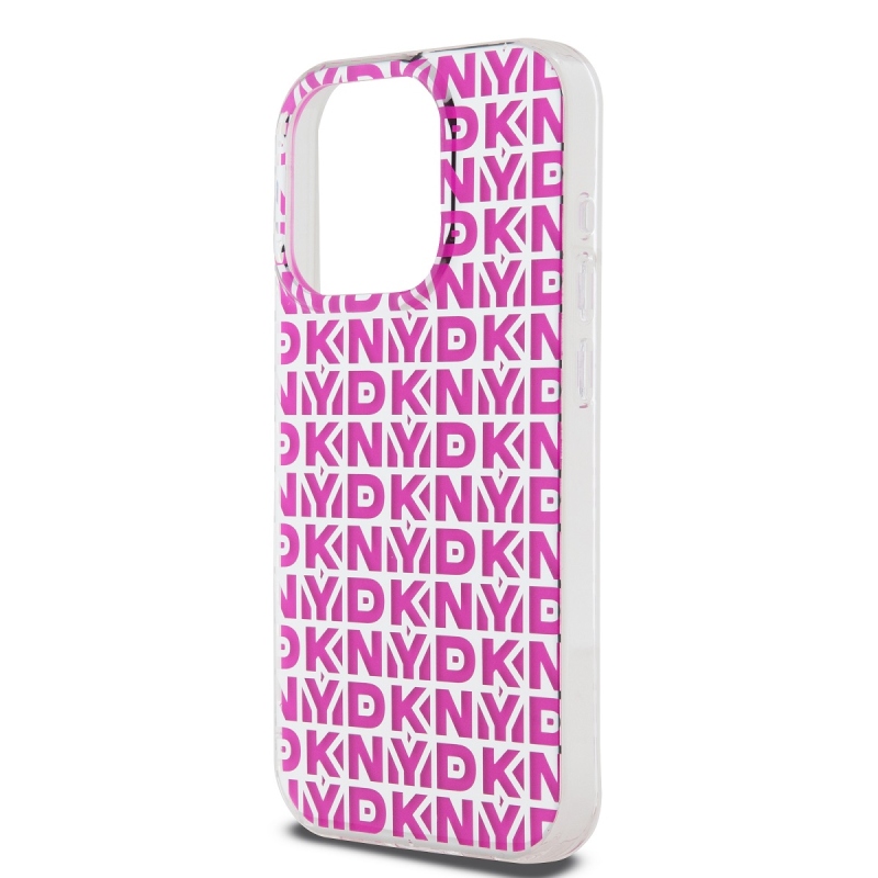 DKNY PC/TPU ismétlődő mintás hátsó borító iPhone 15 Pro Max rózsaszínhez