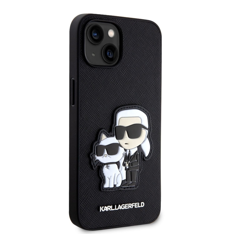 Karl Lagerfeld PU Saffiano Karl és Choupette NFT hátlap iPhone 13-hoz Fekete