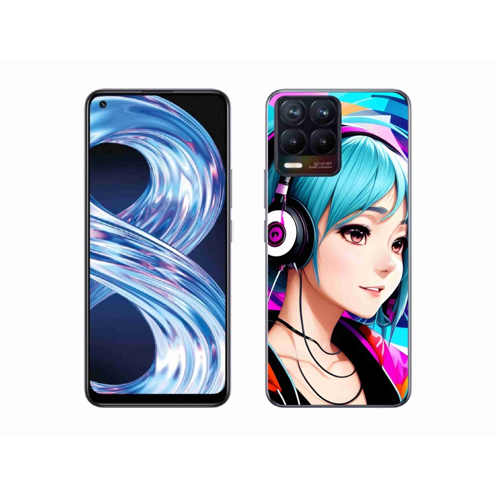 Gél borítás mmCase a Realme 8 Pro-n - lány fejhallgatóval