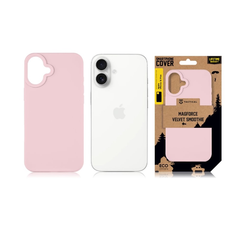 Tactical MagForce bársony Smoothie borító Apple iPhone 16 Plus rózsaszín párduchoz