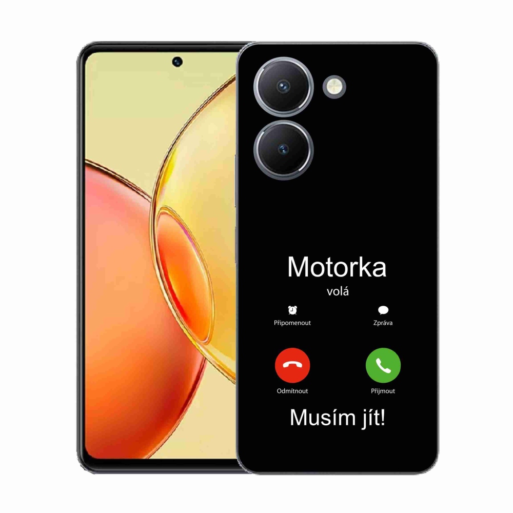 Gél borító mmCase a Vivo Y36-on - motoros hívások fekete háttérrel