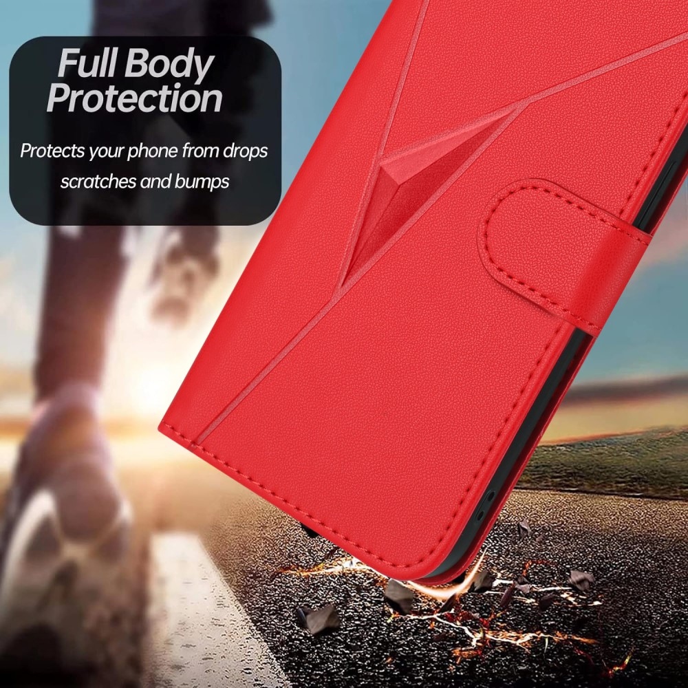 Háromszögek könyv tok a Vivo V50 Lite 4G/5G-hez - piros