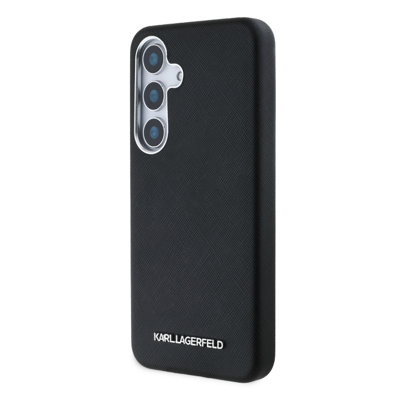 Karl Lagerfeld PU Saffiano fém logó és keret hátlap Samsung Galaxy S25 fekete