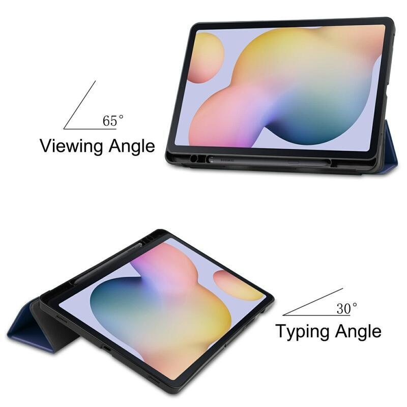 Pozicionáló intelligens PU bőr táblagép tok Samsung Galaxy Tab S8 - tengerészkék