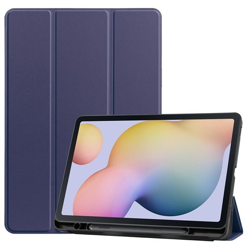 Pozicionáló intelligens PU bőr táblagép tok Samsung Galaxy Tab S8 - tengerészkék