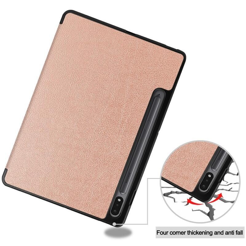 Pozicionáló intelligens PU bőr tablet tok Samsung Galaxy Tab S8 - rózsa arany