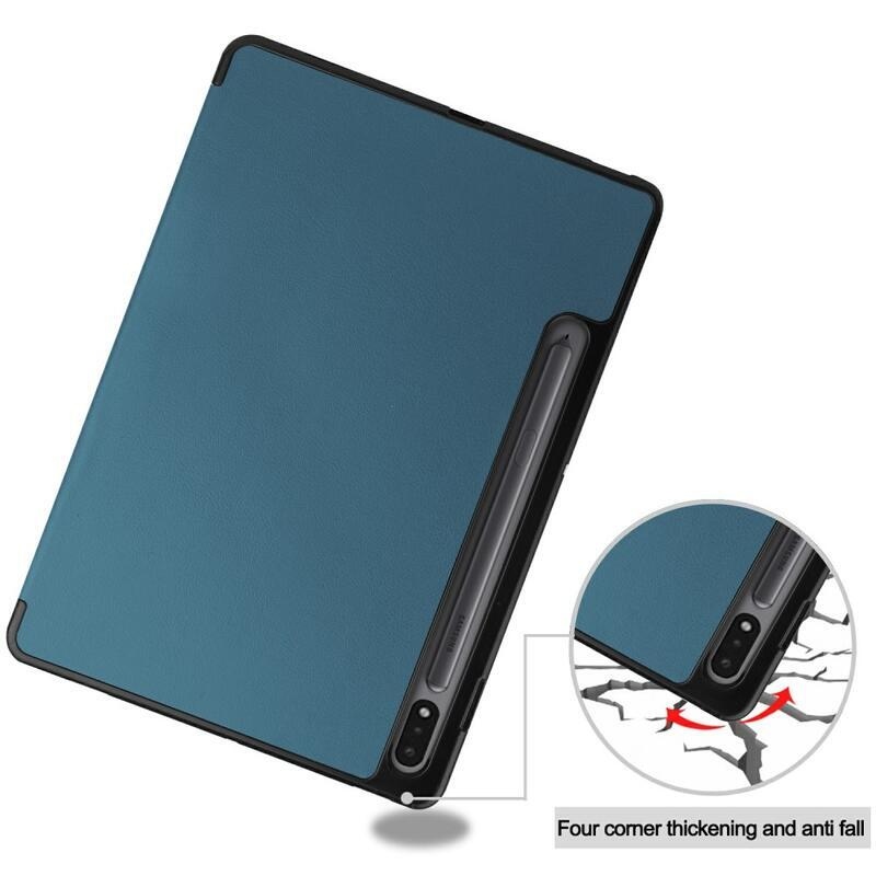 Pozicionáló intelligens PU bőr táblagép tok Samsung Galaxy Tab S8 - sötétkék