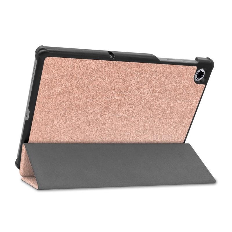 Pozicionáló PU bőr táblagép tok Lenovo Tab M10 Plus TB-X606F/X/V - rózsa arany