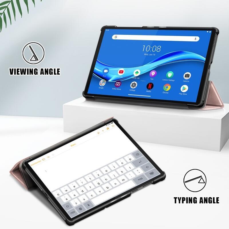 Állítható PU bőr táblagép tok Lenovo Tab M10 HD 2nd Gen X306F/X - rózsaszínű