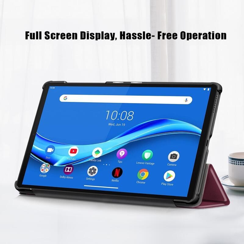 Állítható PU bőr táblagép tok Lenovo Tab M10 HD 2nd Gen X306F/X - bordó színű