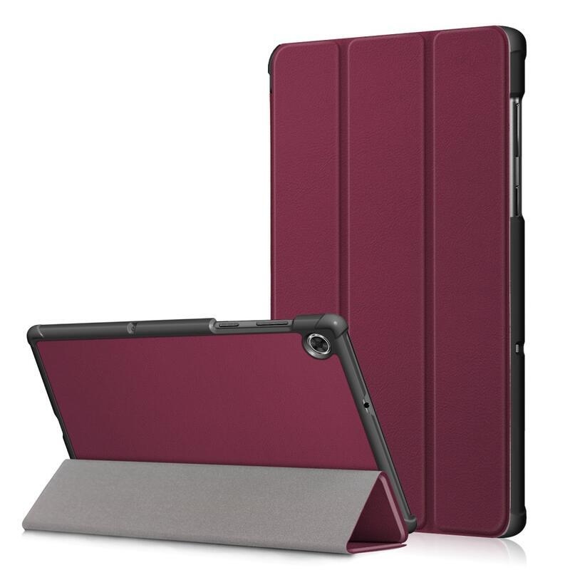 Állítható PU bőr táblagép tok Lenovo Tab M10 HD 2nd Gen X306F/X - bordó színű