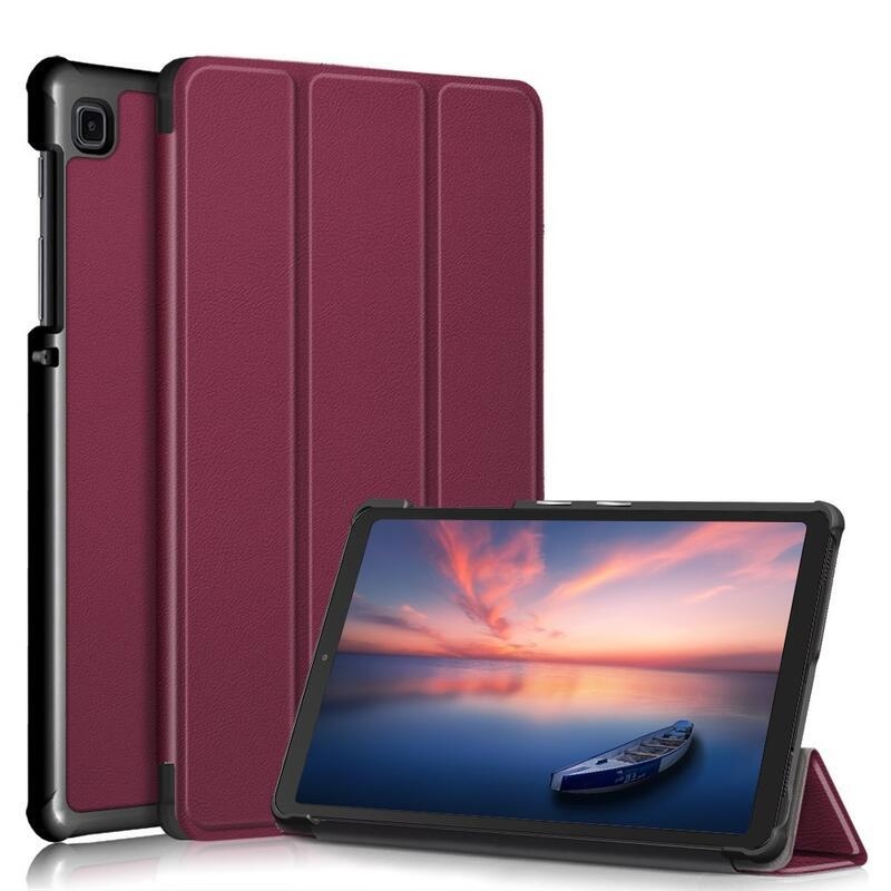 Állítható PU bőr táblagép tok Samsung Galaxy Tab A7 Lite T220/T225 8.7 - bordó színű