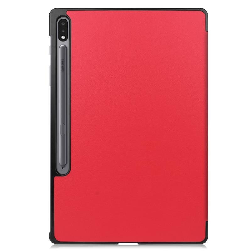 Állítható PU bőr táblagép tok Samsung Galaxy Tab S7 Plus - piros