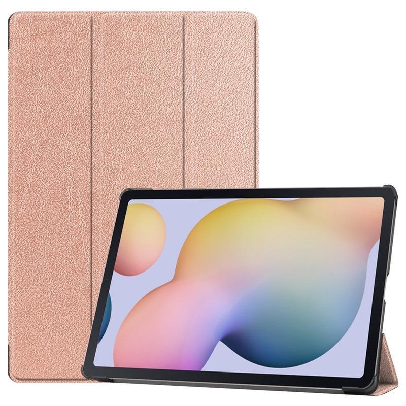Állítható PU bőr táblagép tok Samsung Galaxy Tab S7 Plus - rózsaarany
